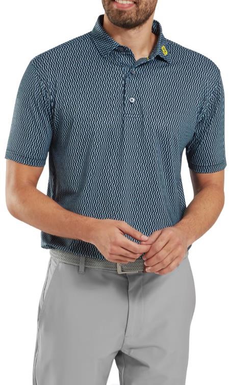 FootJoy Wiggle Print Lisle pánské polo, modro/šedo/bílé