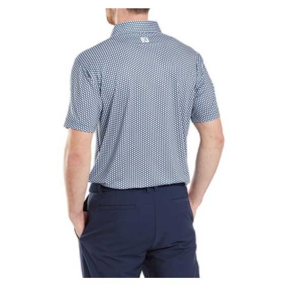 FootJoy Houndstooth Geo Lisle pánské polo, tmavě modré