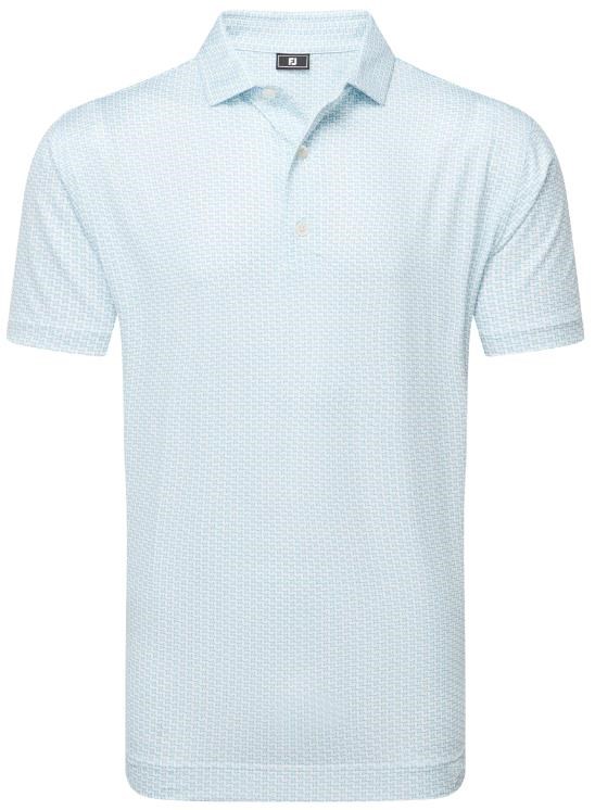 FootJoy Houndstooth Geo Lisle pánské polo, bílo/světle modré