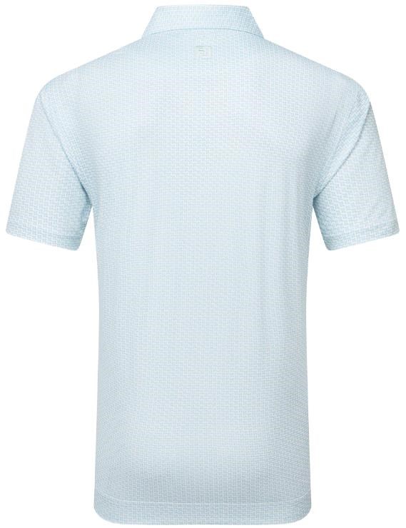 FootJoy Houndstooth Geo Lisle pánské polo, bílo/světle modré