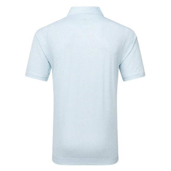 FootJoy Houndstooth Geo Lisle pánské polo, bílo/světle modré