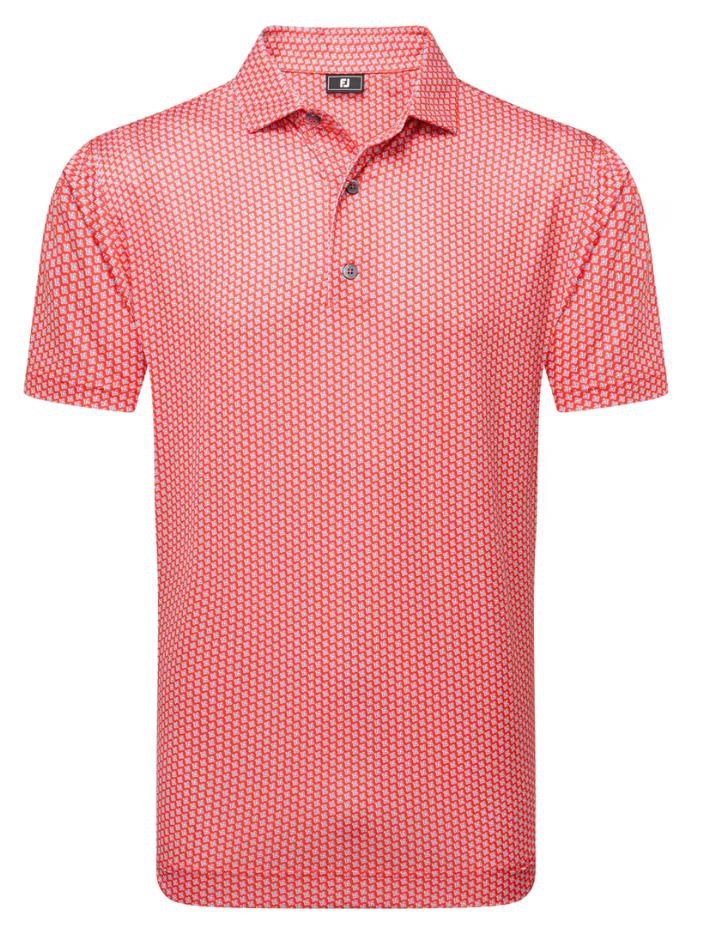 FootJoy Houndstooth Geo Lisle pánské polo, hibiscus