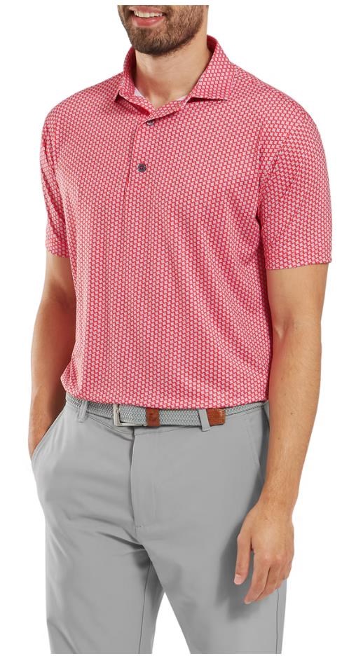 FootJoy Houndstooth Geo Lisle pánské polo, hibiscus
