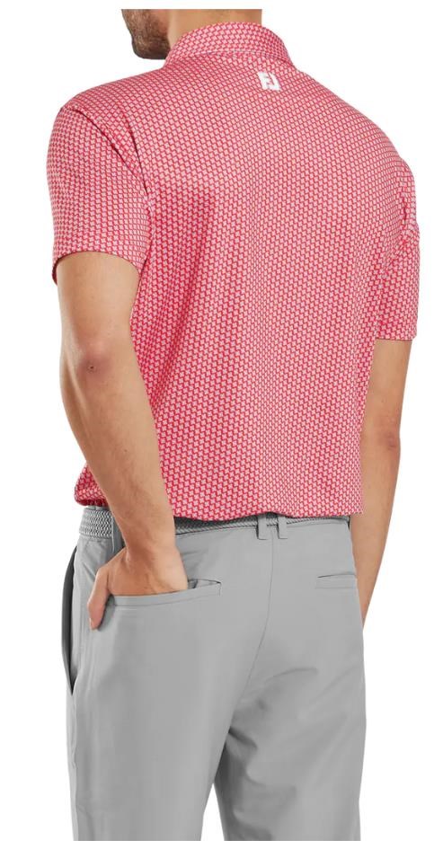 FootJoy Houndstooth Geo Lisle pánské polo, hibiscus