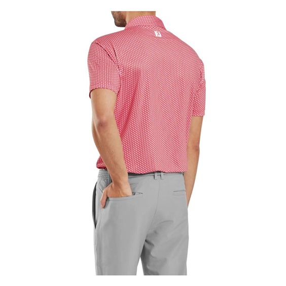 FootJoy Houndstooth Geo Lisle pánské polo, hibiscus