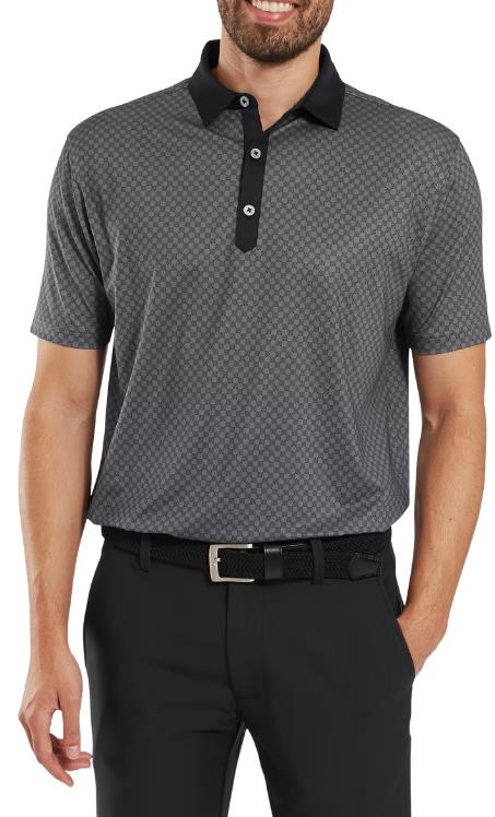 FootJoy Checker Print Lisle pánské polo, černo/bílé