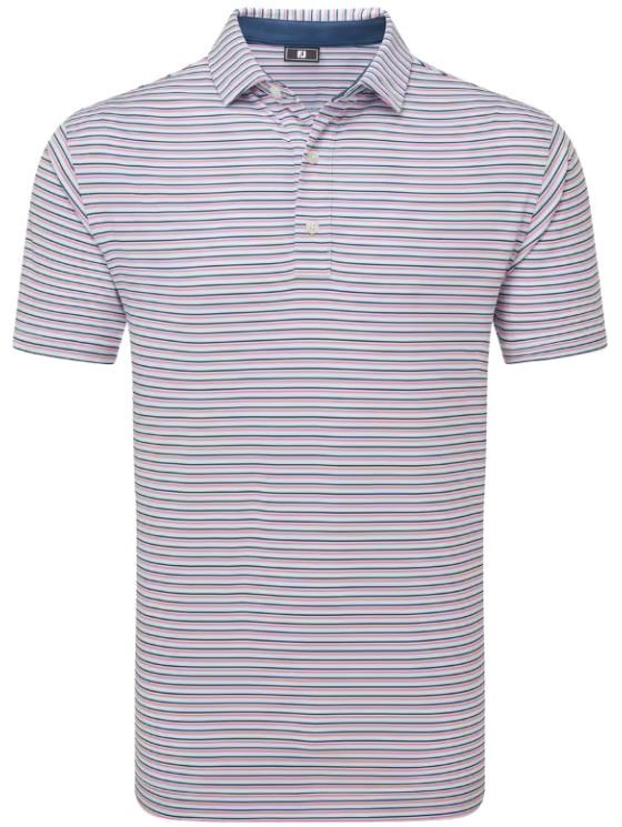 FootJoy Balance Stripe Lisle pánské polo, modro/bílo/růžové