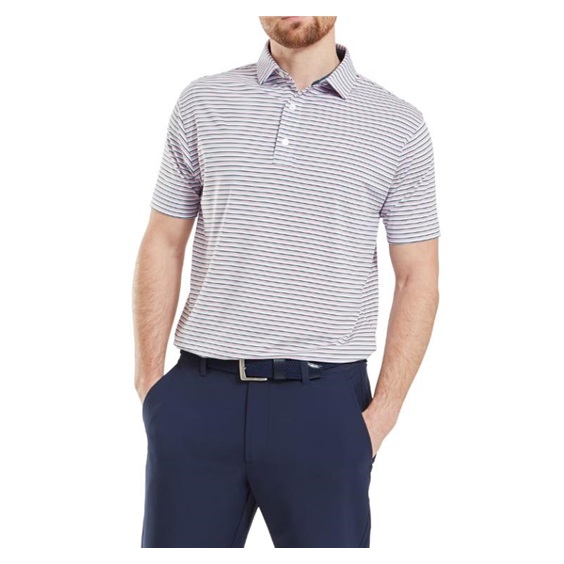FootJoy Balance Stripe Lisle pánské polo, modro/bílo/růžové