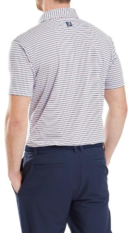 FootJoy Balance Stripe Lisle pánské polo, modro/bílo/růžové