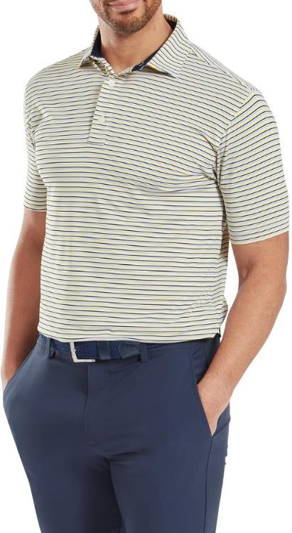 FootJoy Balance Stripe Lisle pánské polo, white/navy/grey/taxi