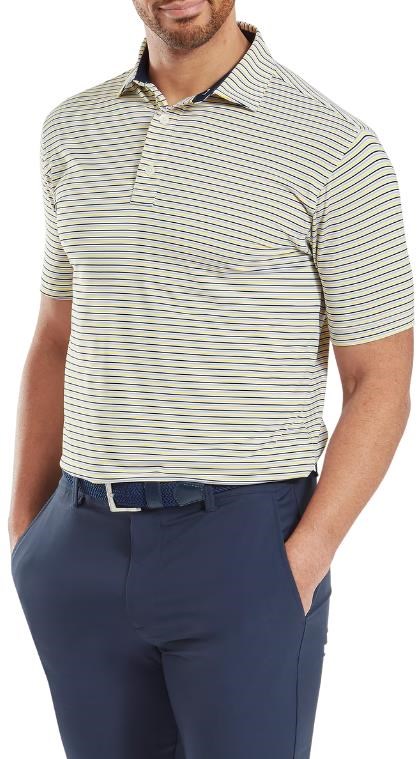 FootJoy Balance Stripe Lisle pánské polo, modro/bílo/oranžové