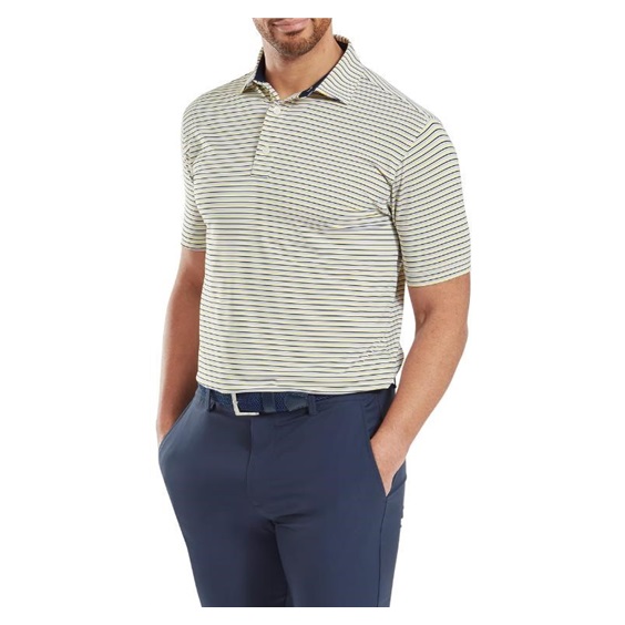 FootJoy Balance Stripe Lisle pánské polo, modro/bílo/oranžové