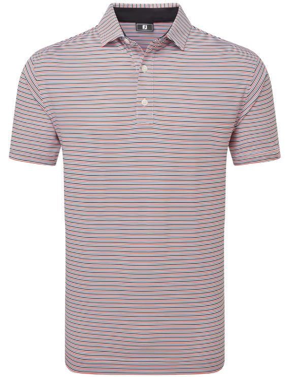 FootJoy Balance Stripe Lisle pánské polo, white/black/hibiscus/flint