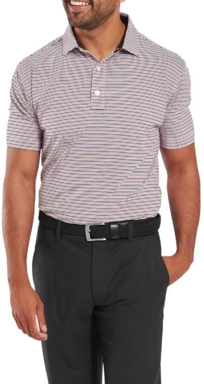 FootJoy Balance Stripe Lisle pánské polo, white/black/hibiscus/flint