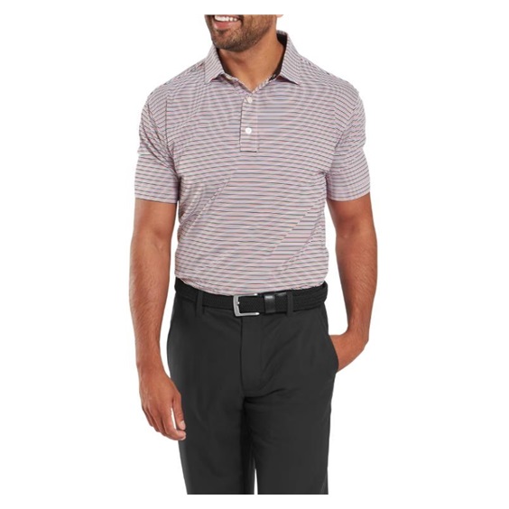 FootJoy Balance Stripe Lisle pánské polo, white/black/hibiscus/flint