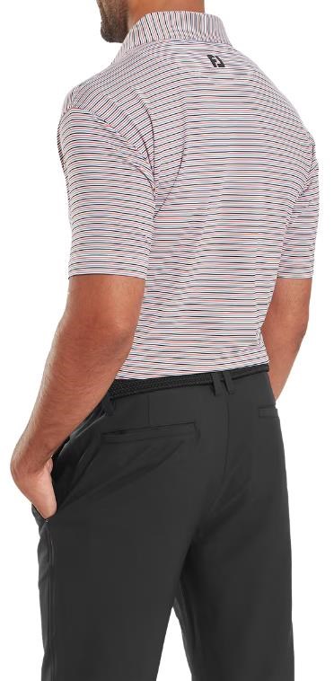 FootJoy Balance Stripe Lisle pánské polo, white/black/hibiscus/flint