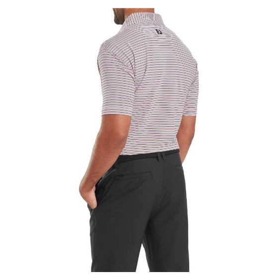 FootJoy Balance Stripe Lisle pánské polo, white/black/hibiscus/flint