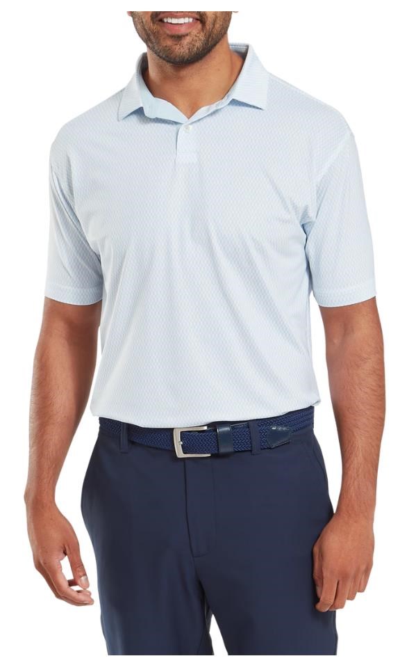 FootJoy Irongate Print Lisle pánské polo, white/skyway