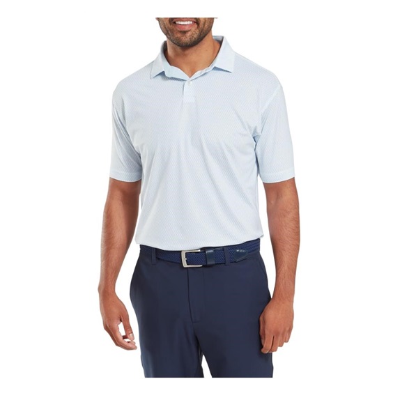 FootJoy Irongate Print Lisle pánské polo, white/skyway