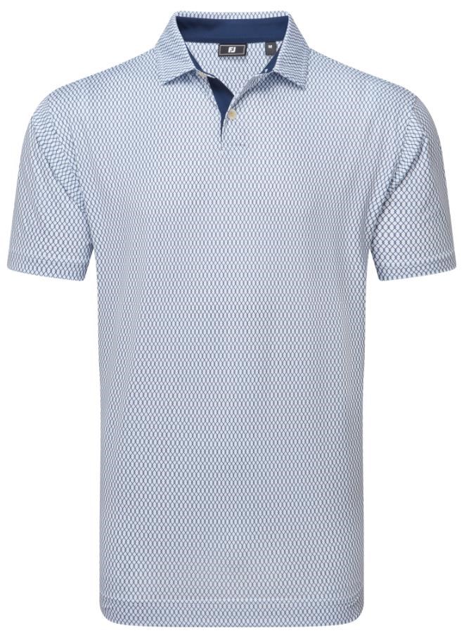 FootJoy Irongate Print Lisle pánské polo, bílo/tmavě modré