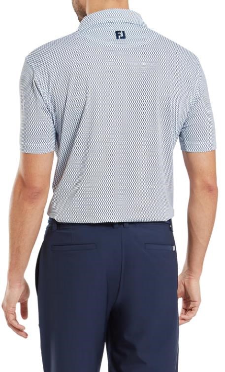 FootJoy Irongate Print Lisle pánské polo, bílo/tmavě modré