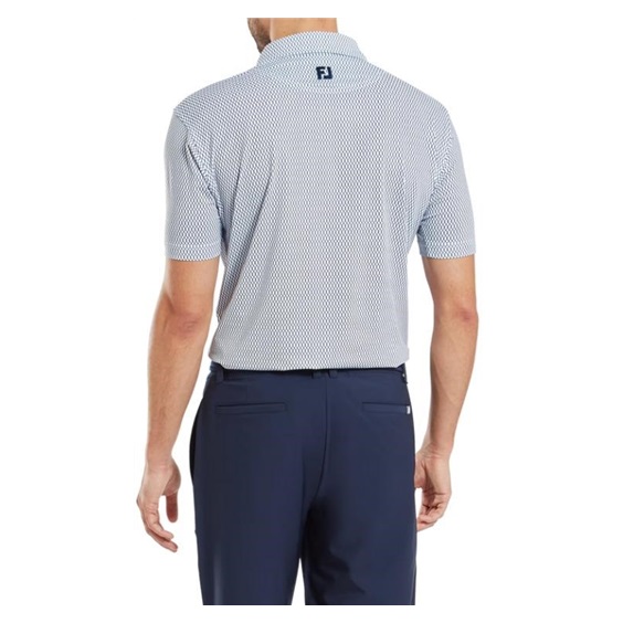 FootJoy Irongate Print Lisle pánské polo, bílo/tmavě modré
