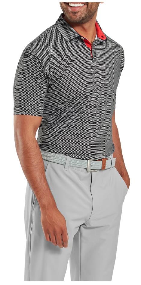 FootJoy Irongate Print Lisle pánské polo, černo/bílé