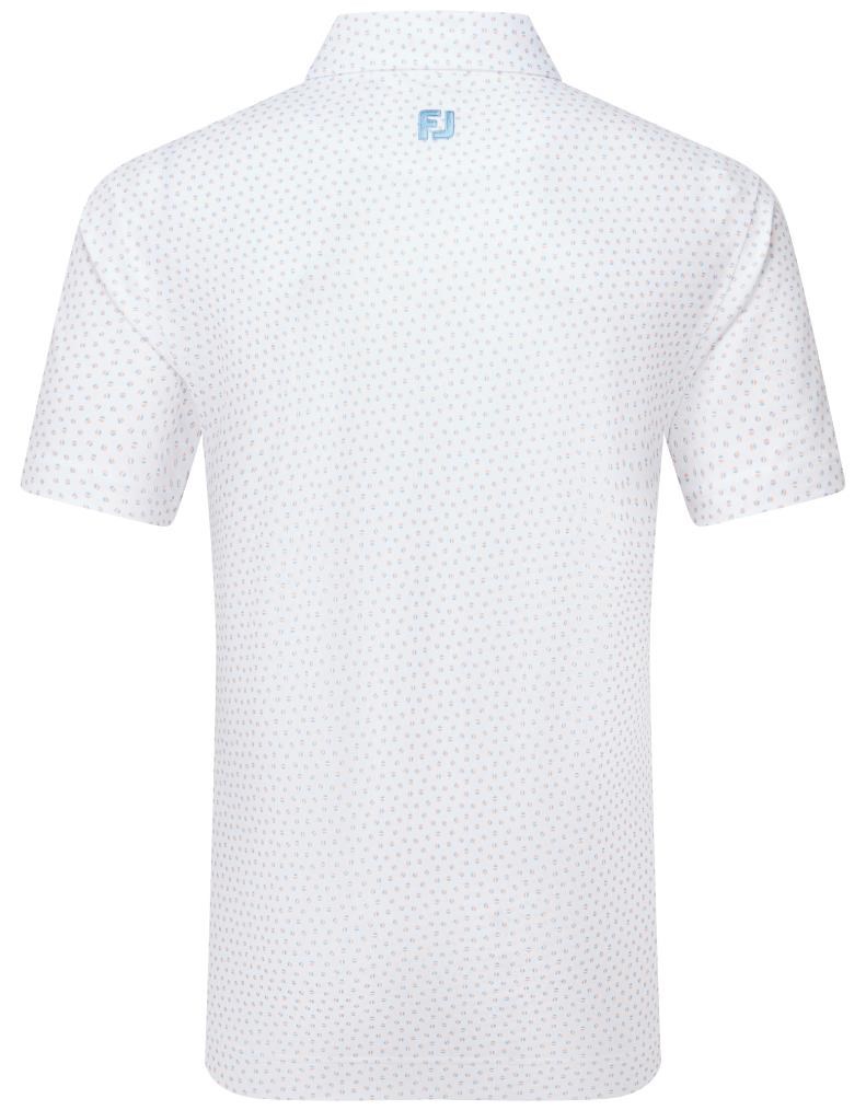 FootJoy Bounce Print Pique pánské polo, white/orange/blue jay