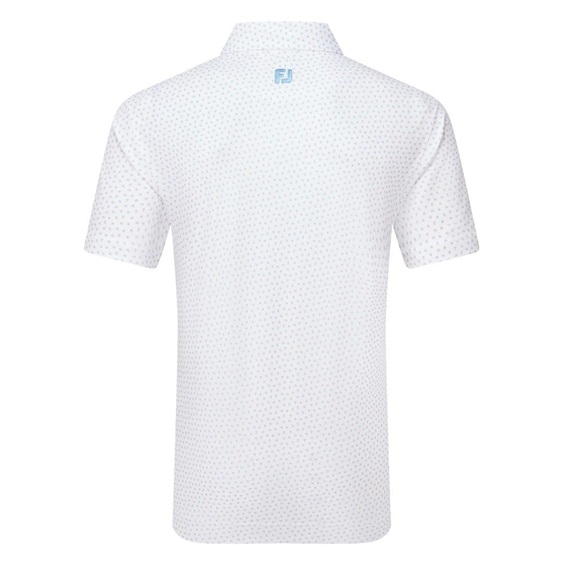 FootJoy Bounce Print Pique pánské polo, white/orange/blue jay