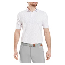 FootJoy Bounce Print Pique pánské polo, white/orange/blue jay
