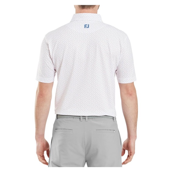 FootJoy Bounce Print Pique pánské polo, white/orange/blue jay