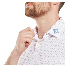 FootJoy Bounce Print Pique pánské polo, white/orange/blue jay