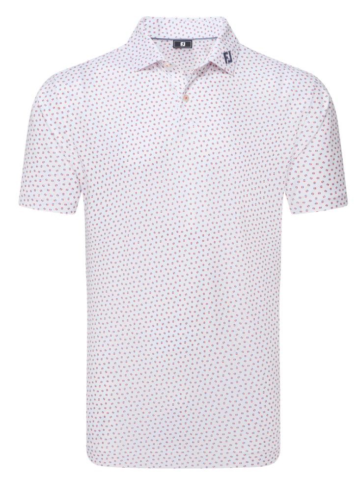 FootJoy Bounce Print Pique pánské polo, white/hibiscus