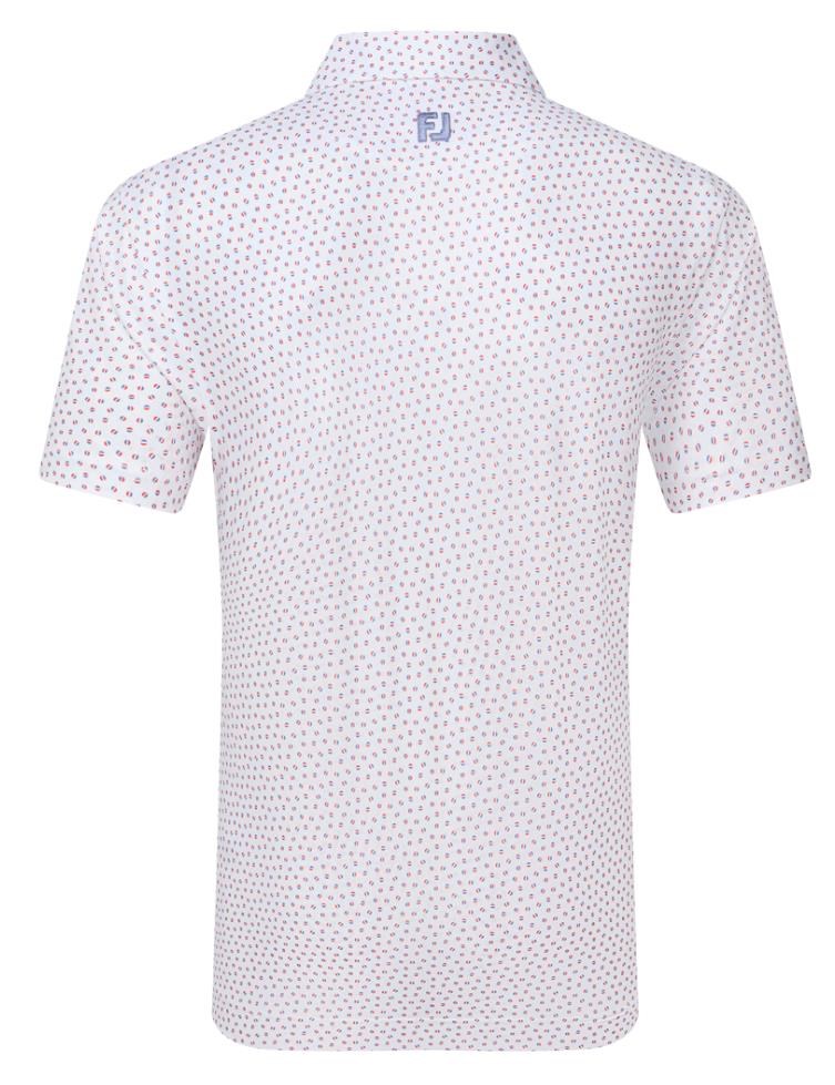 FootJoy Bounce Print Pique pánské polo, white/hibiscus