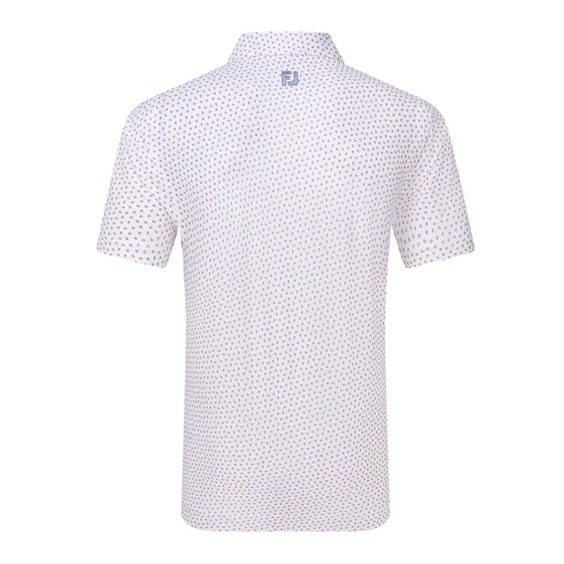FootJoy Bounce Print Pique pánské polo, white/hibiscus