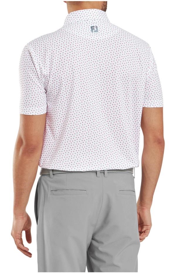 FootJoy Bounce Print Pique pánské polo, white/hibiscus