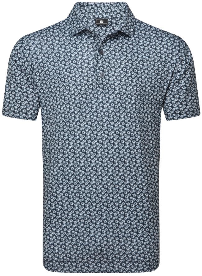 FootJoy Floral Sketch Print Lisle pánské polo, bílo/tmavě modré