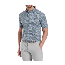 FootJoy Floral Sketch Print Lisle pánské polo, bílo/tmavě modré