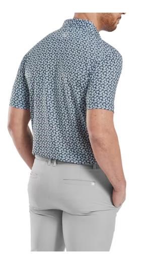 FootJoy Floral Sketch Print Lisle pánské polo, bílo/tmavě modré