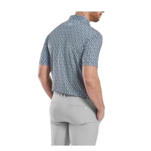 FootJoy Floral Sketch Print Lisle pánské polo, bílo/tmavě modré