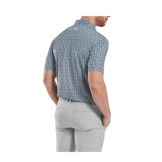FootJoy Floral Sketch Print Lisle pánské polo, bílo/tmavě modré