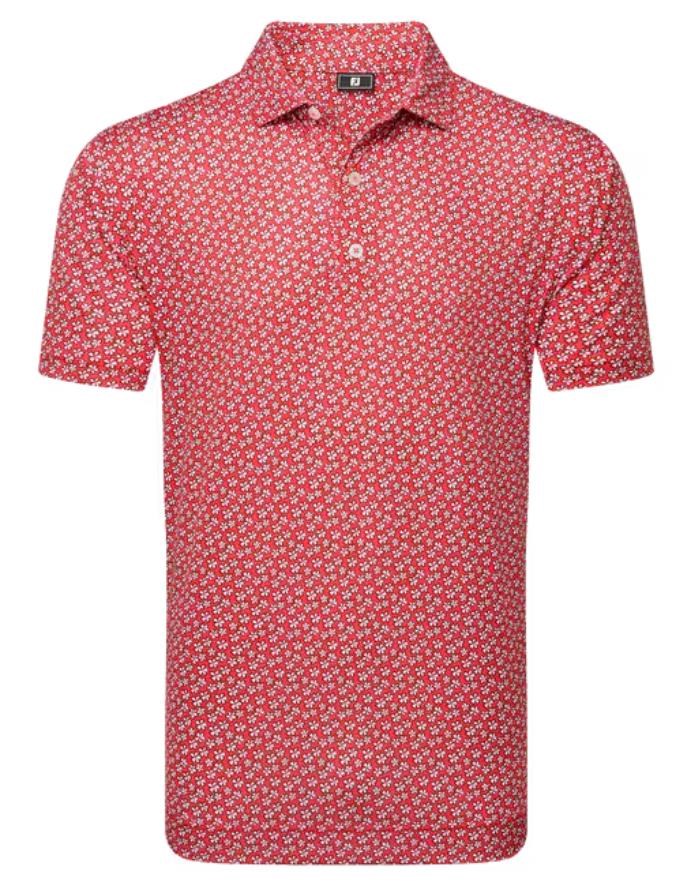 FootJoy Floral Sketch Print pánské polo, white/hibiscus