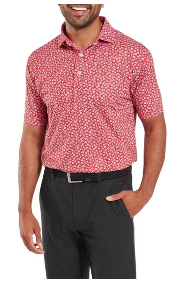 FootJoy Floral Sketch Print pánské polo, white/hibiscus