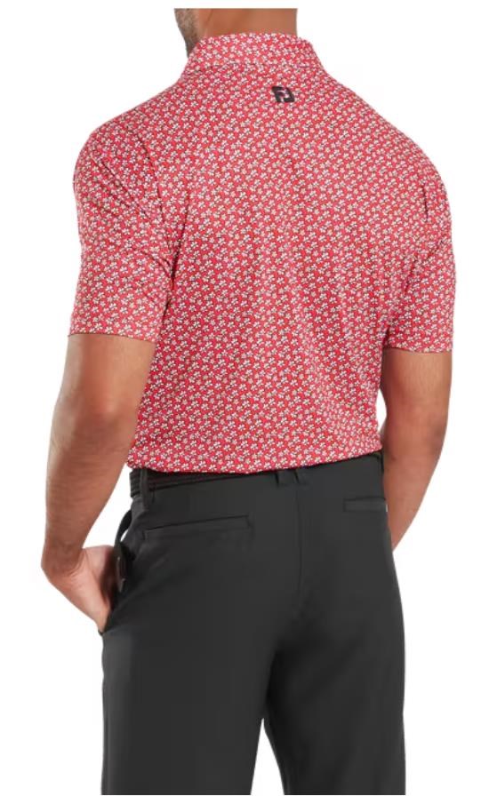 FootJoy Floral Sketch Print pánské polo, white/hibiscus