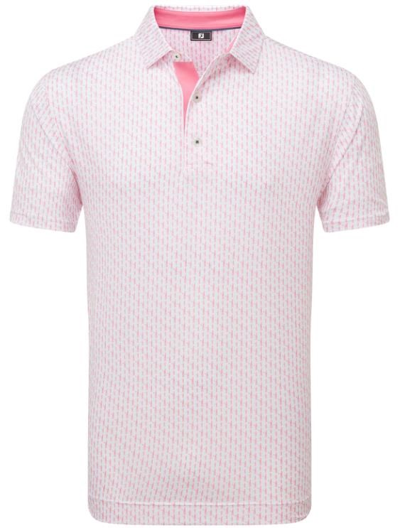 FootJoy Figure Print Lisle pánské polo, bílo/růžové