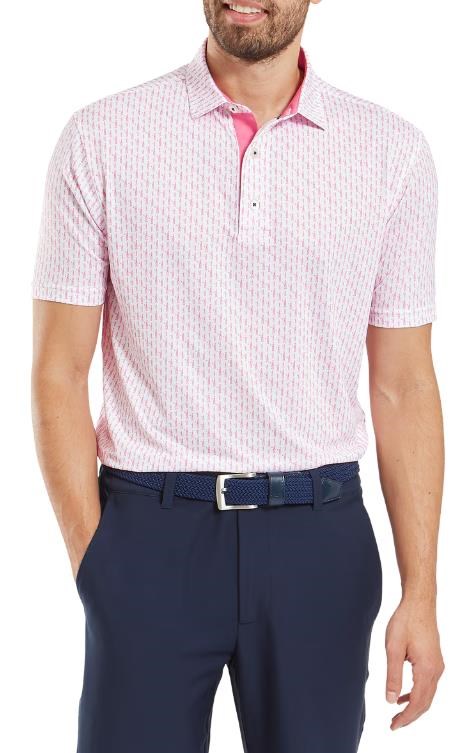 FootJoy Figure Print Lisle pánské polo, bílo/růžové