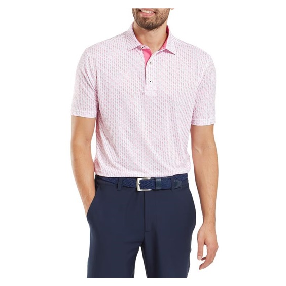 FootJoy Figure Print Lisle pánské polo, bílo/růžové