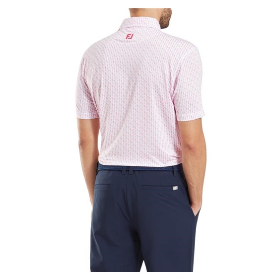 FootJoy Figure Print Lisle pánské polo, bílo/růžové
