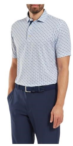 FootJoy Figure Print Lisle pánské polo, bílo/tmavě modré