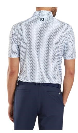 FootJoy Figure Print Lisle pánské polo, bílo/tmavě modré
